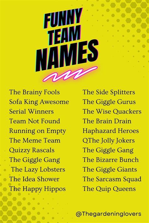 Humorous Team Names