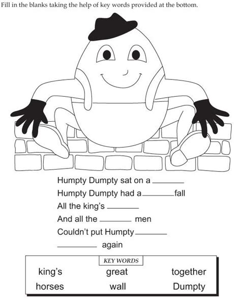 Humpty Dumpty Nursery Rhyme Worksheet Education Com Humpty Dumpty Nursery Rhyme Printable - Humpty Dumpty Nursery Rhyme Printable