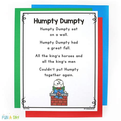 Humpty Dumpty Poem Printable   Humpty Dumpty Nursery Rhymes And Traditional Poems Traditional - Humpty Dumpty Poem Printable