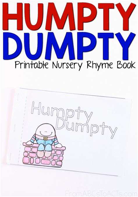 Humpty Dumpty Printable Nursery Rhyme Book From Abcs Humpty Dumpty Nursery Rhyme Printable - Humpty Dumpty Nursery Rhyme Printable