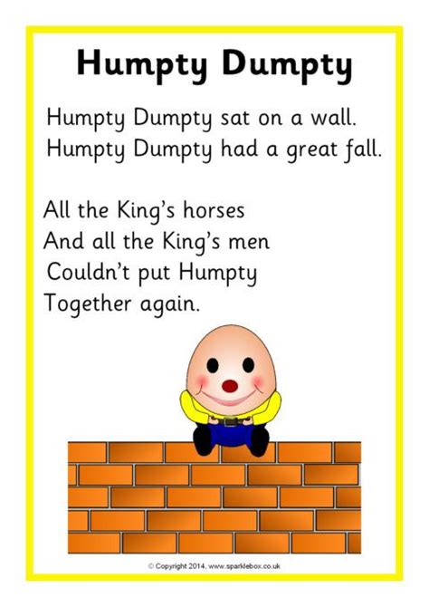 Humpty Dumpty Rhyme Quick Advice To Have Your Humpty Dumpty Nursery Rhyme Printable - Humpty Dumpty Nursery Rhyme Printable