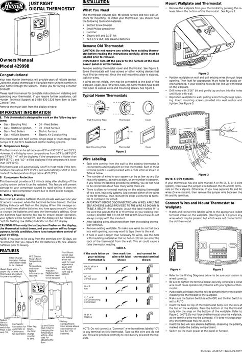 Download Hunter 42999B Manual Guide 