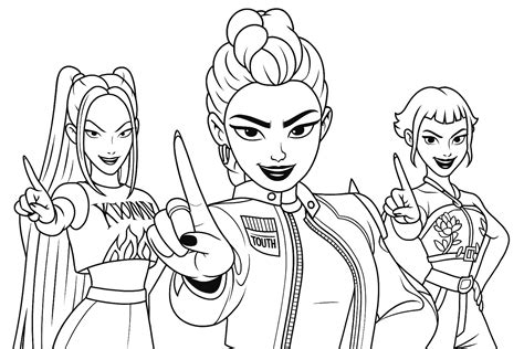 huntrix coloring pages