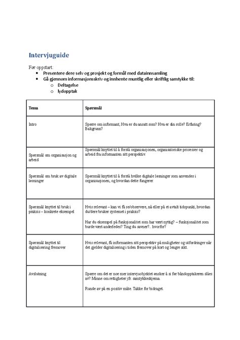 hur ser en intervjuguide ut
