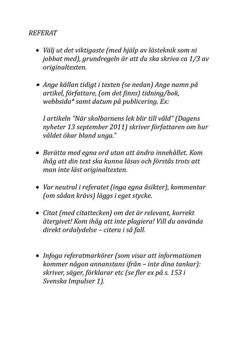 hur skriver man text referat