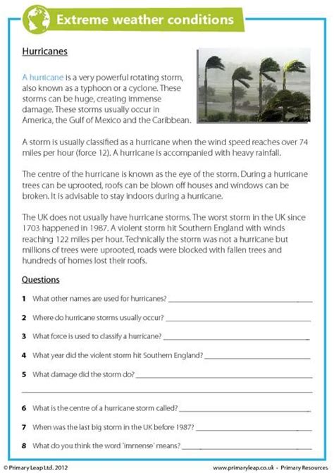 Hurricanes Worksheets Science Literacy For Extreme Weather Unit Hurricane Worksheet 5th Grade - Hurricane Worksheet 5th Grade