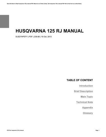 Read Husqvarna 125 Rj Manual Syscus 