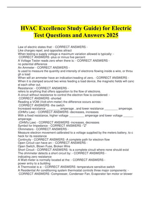 Hvac Excellence Test Study Guide