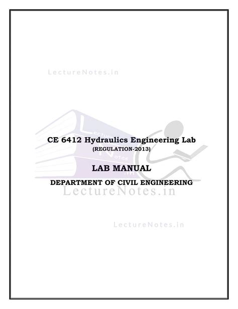 Download Hydraulics And Lab Manual 