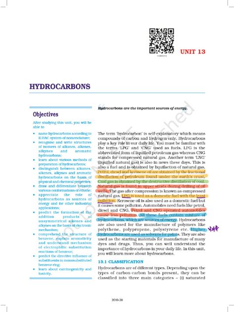 Hydrocarbon Ncert Pdf