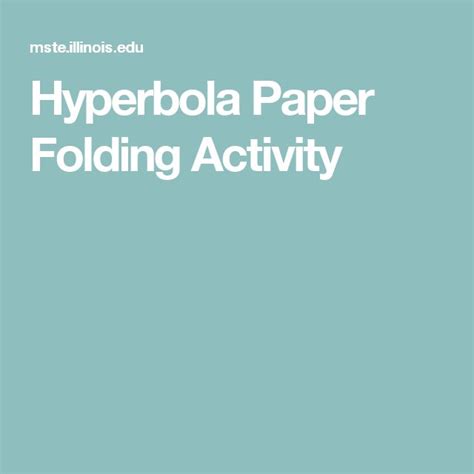 Download Hyperbola Paper Folding Activity 