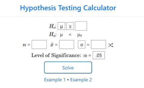 Hypothesis Testing Calculator