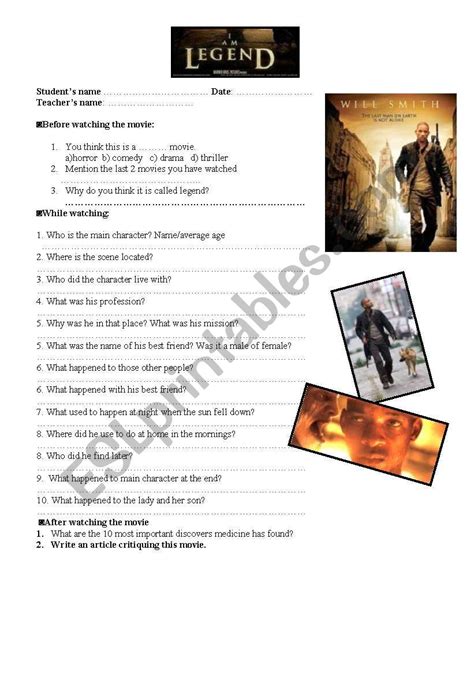 I Am Legend Movie Worksheets K12 Workbook I Am Legend Worksheet Answers - I Am Legend Worksheet Answers