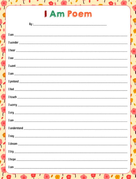 I Am Poem Template For Free Pdf Amp Poetry Templates For Adults - Poetry Templates For Adults