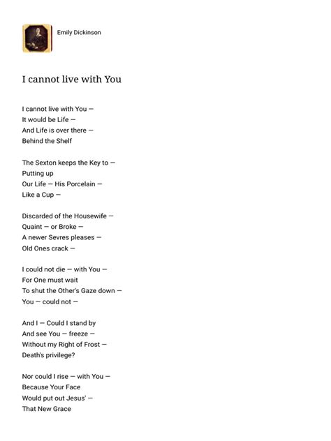 I Cannot Live With You Summary