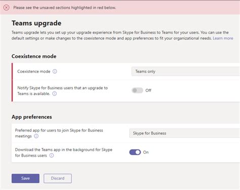 i cant set coexistence mode on Teams admin center