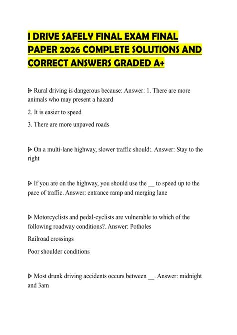 I Drive Safely Final Exam Answers