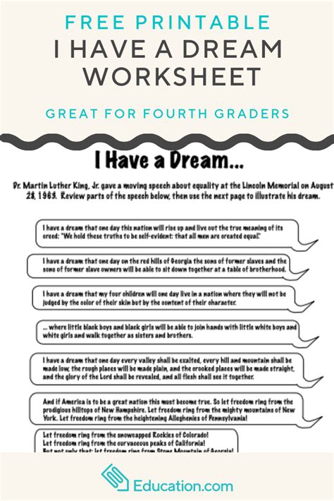 I Have A Dream Worksheet Education Com I Have A Dream Worksheet - I Have A Dream Worksheet