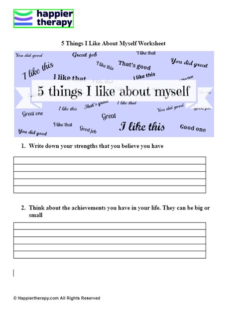 I Like Myself Worksheet Happiertherapy I Like Myself Worksheet - I Like Myself Worksheet