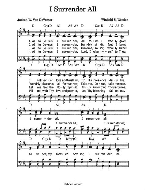 I Surrender All All To Jesus Lyrics And Chords Worship