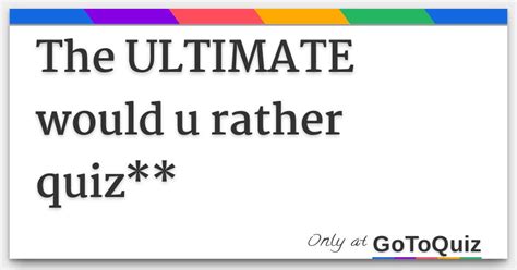 i would rather die quiz answers