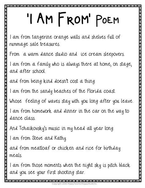 Download I Am From Poem Template 