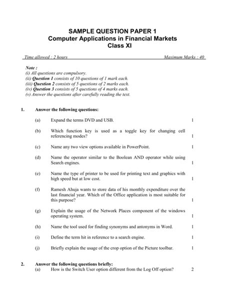 Read Online I Design Of The Sample Question Paper 