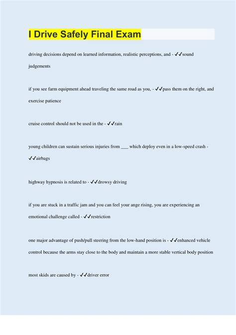 Read Online I Drive Safely Quiz Answers 