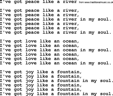 Read Online I Ve Got Peace Like A River Lyrics 