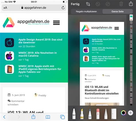 iOS 13: Screenshots einer ganzen Webseite ... - appgefahren.de