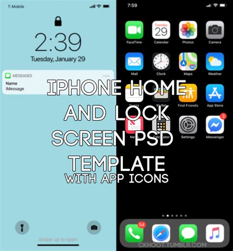 iPhone Home and Lock Screen PSD Template by ckhoot on DeviantArt