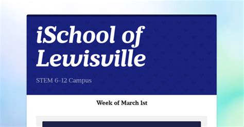 iSchool of Lewisville Smore Newsletters for Education