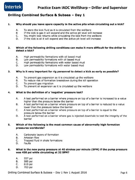 Iadc Wellsharp Practice Test