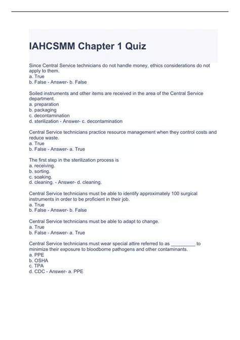 Read Online Iahcsmm Practice Quiz Chapter 1 