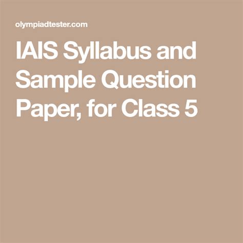 Download Iais Sample Paper For Class 5 