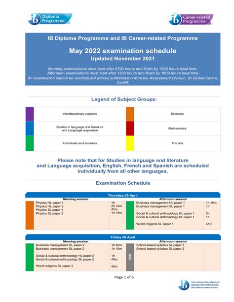 Ib 2022 Exam Schedule