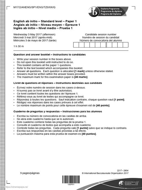 Ib Ab Initio Paper 1 2007 Markscheme