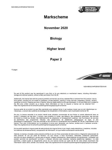 ib bio markscheme and paper 2013 november