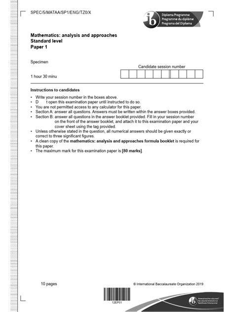 ib math standard paper 1 tz2 march
