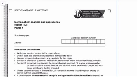 Ib Maths Studies Specimen Paper 2013