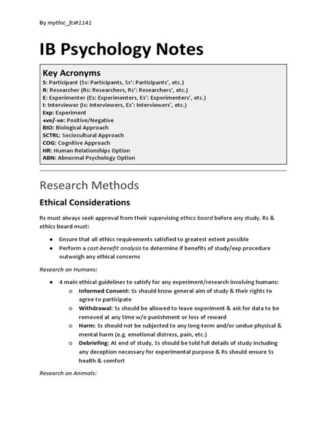 Ib Psych Notes