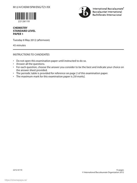 ib sl paper 1 2012 french