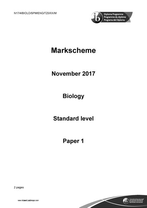 Read Online Ib Bio 2013 Paper 1 Sl Markscheme 