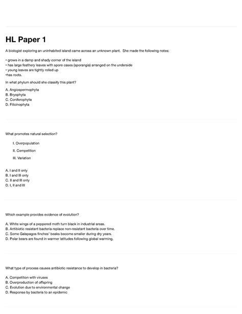 Download Ib Biology Hl Paper 1 2013 