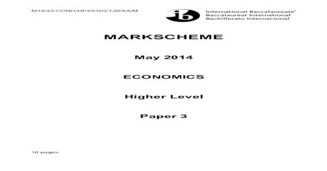 Read Ib Economics Paper Hl 2014 Markscheme 