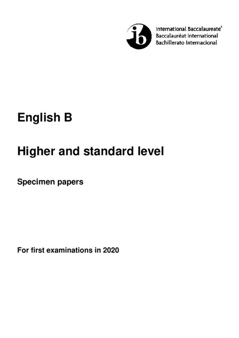 Read Online Ib English B Exam Papers 2013 
