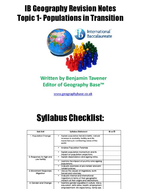 Full Download Ib Geography Revision Notes Topic 1 Populations In Transition 