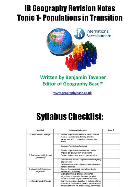 Read Ib Geography Revision Notes Topic 1 Populations In Transition 