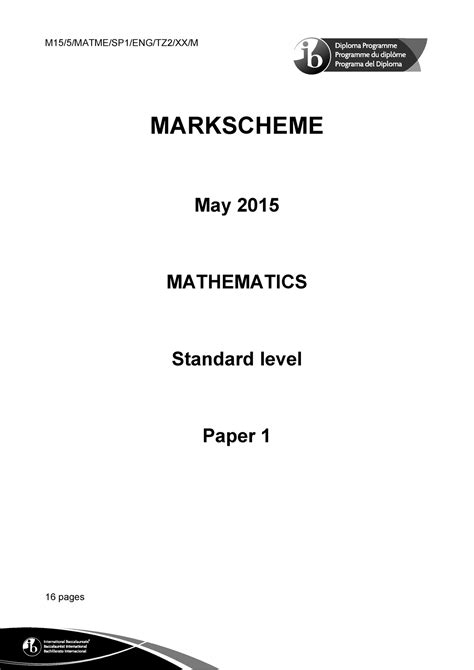 Download Ib Math Sl Paper 1 2012 Mark Scheme 
