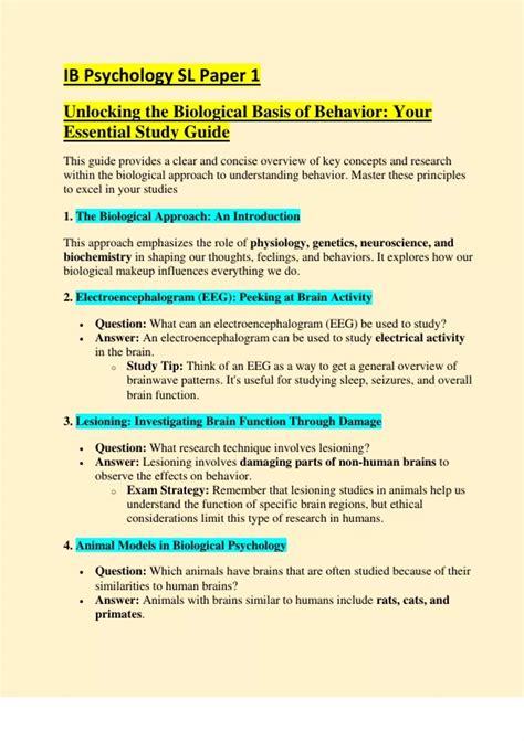 Read Ib Psychology Sl Exam Study Guide 